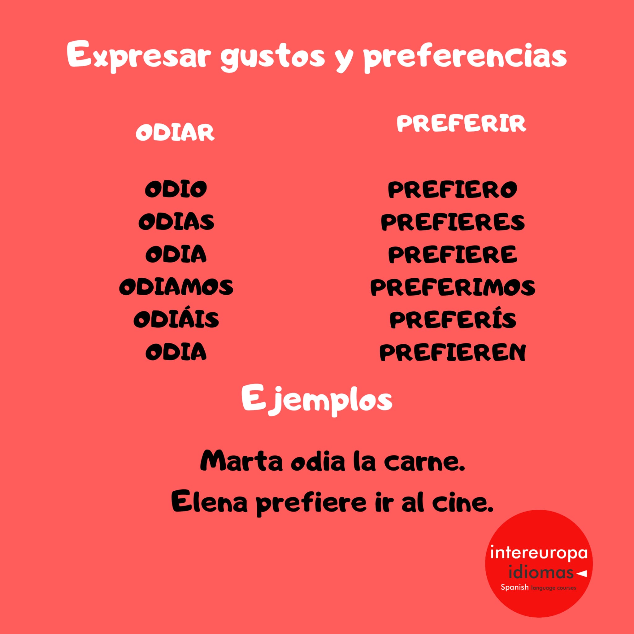 Expresar gustos y preferencias Online Spanish courses